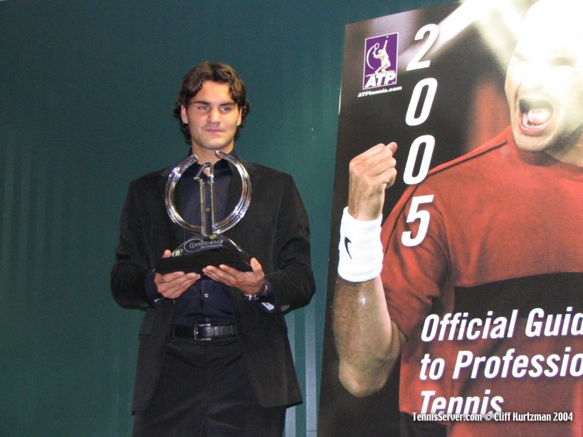 Tennis - Roger Federer with trophy for 2004 number one year end ranking