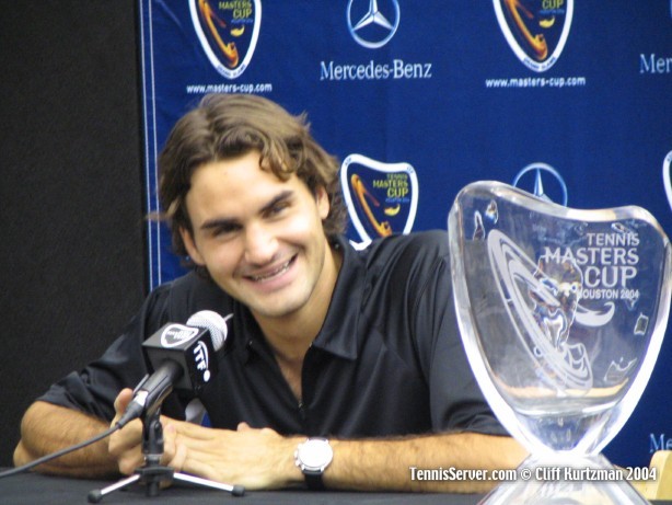 Tennis - Roger Federer with 2004 Masters Cup Trophy