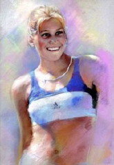 >Anna Kournikova (Smiling) Sports Gold Wood-Mounted Poster Print - 11 X 17