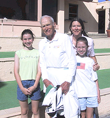 Emil Johnson with great-grandaughters Ana and Sara,
and grandaughter, Amy Barzen.